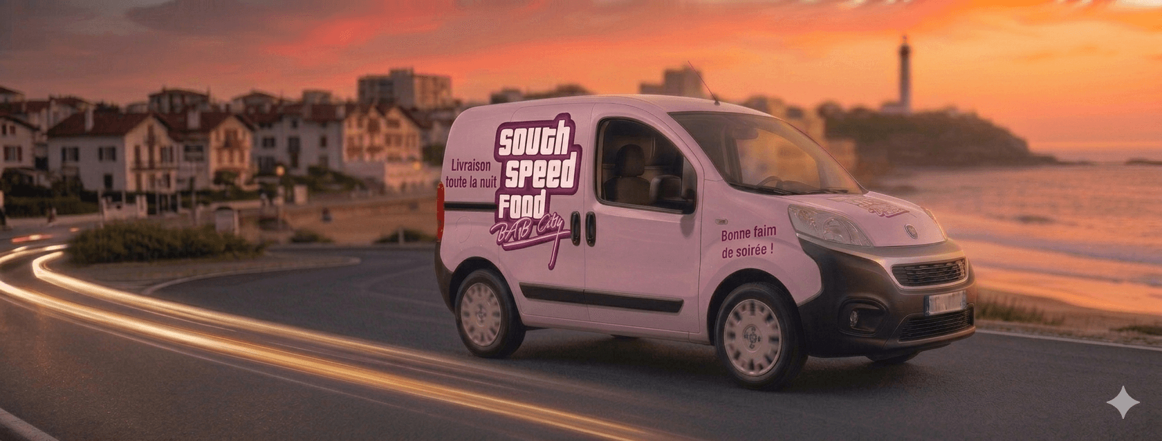 Camionette de livraison South Speed Food sur la côte basque